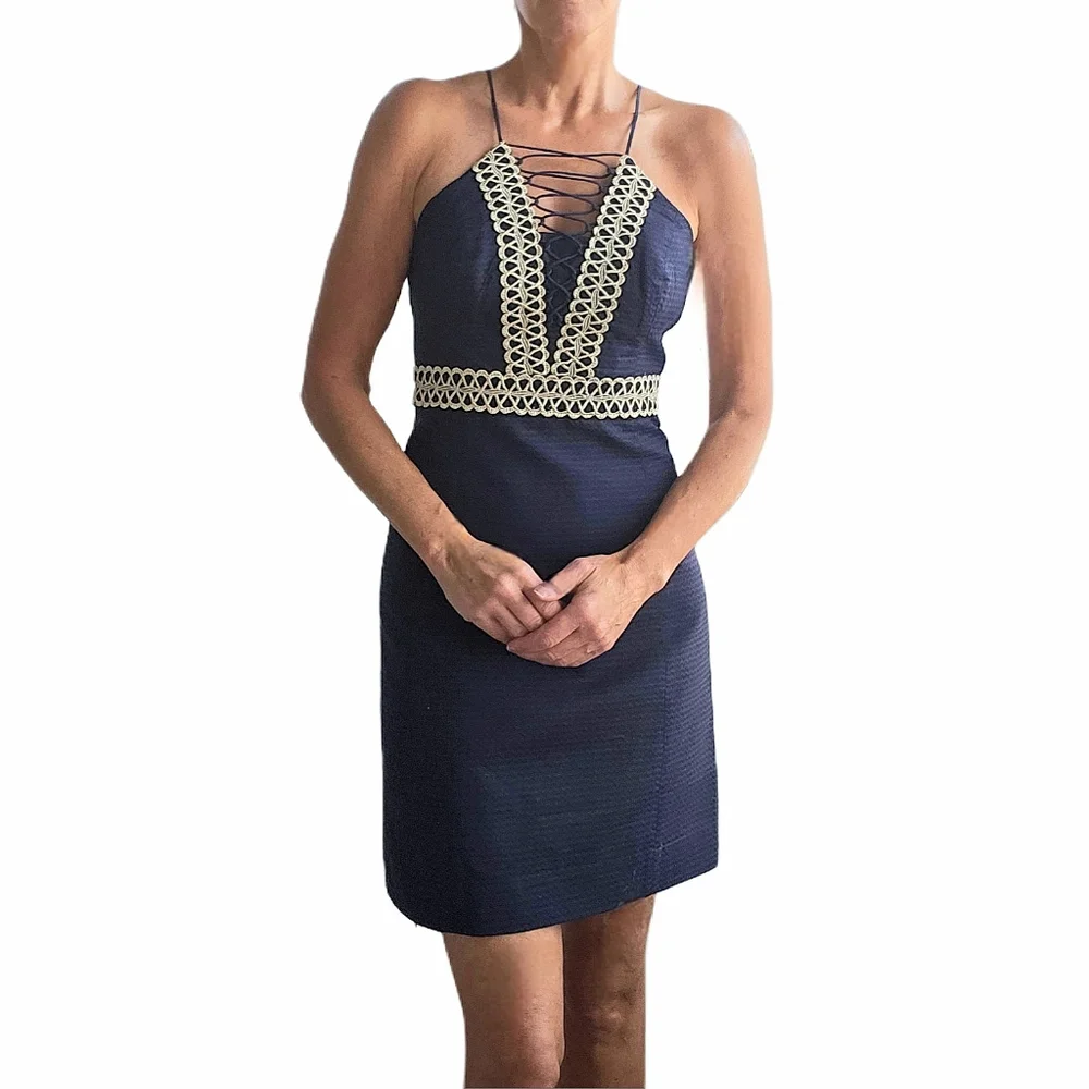 LILLY PULITZER Trista Shift Dress in True Navy - Picture 3 of 13